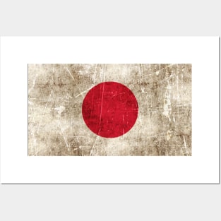 Vintage Aged and Scratched Japanese Flag Posters and Art